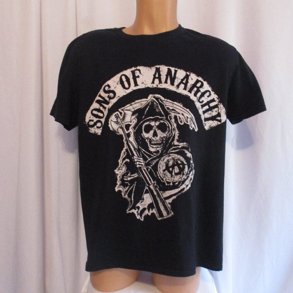 Sons of Anarchy Shirt Medium Black Reaper Graphic TV Show Tee T-Shirt